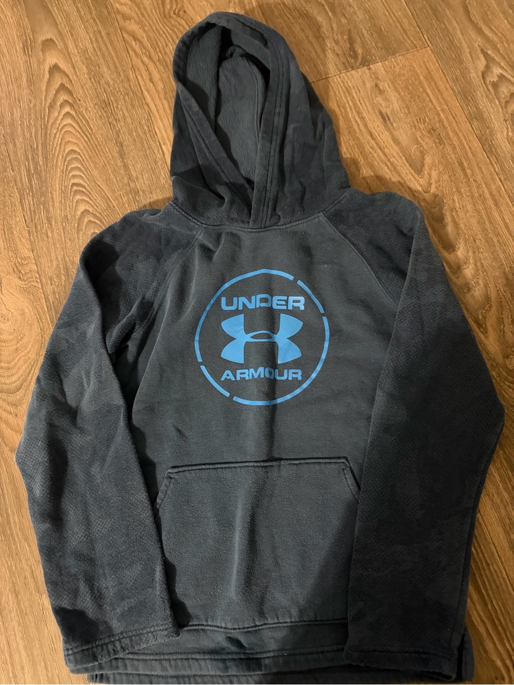 Under Armour Kids Black Hoodie with Blue Logo Graphic